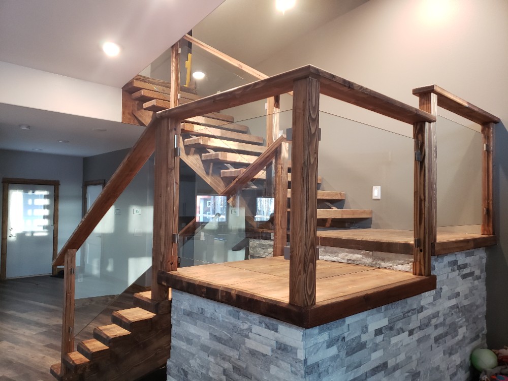 Glass Accented Wood Railing by Glass Doctor of Fairbanks