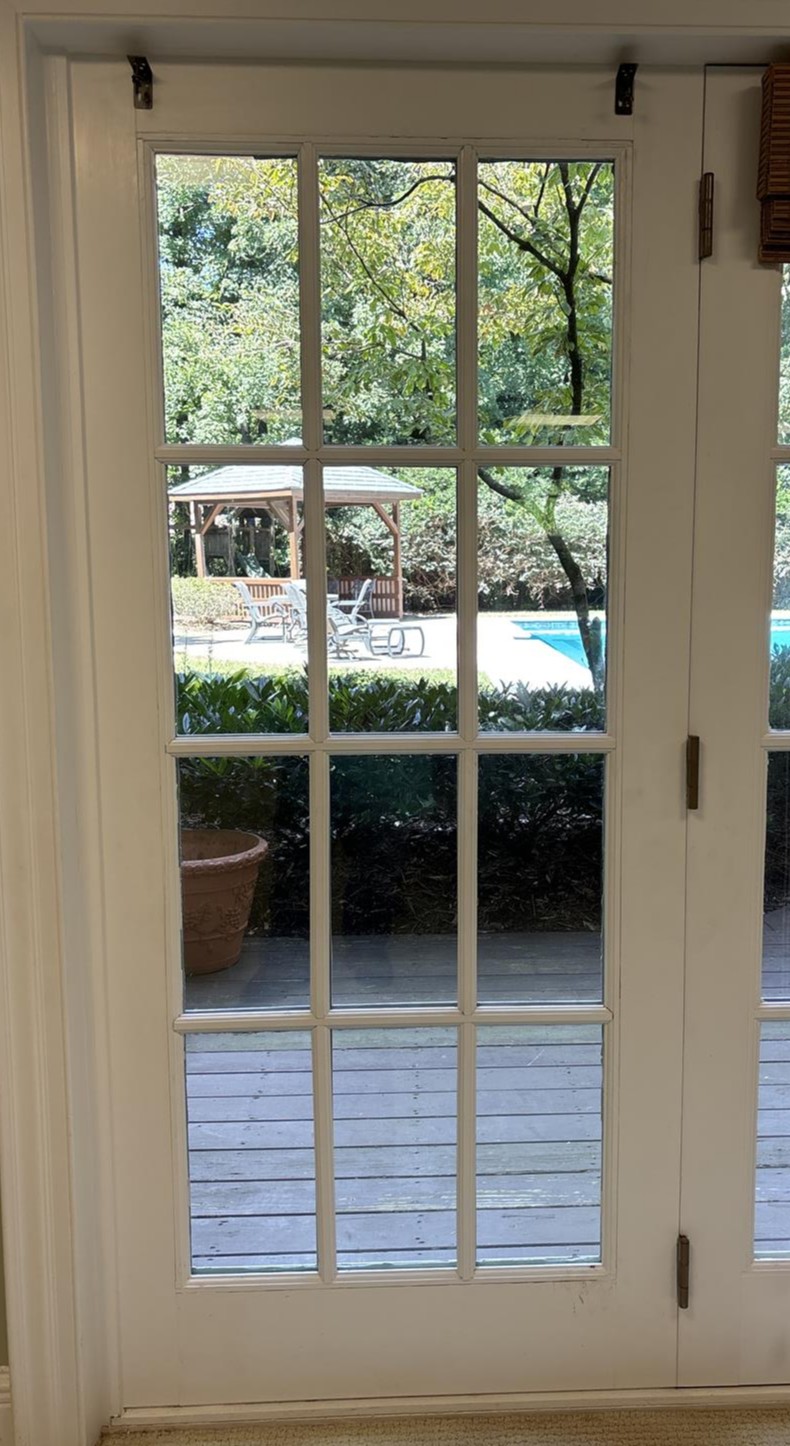 Replaced shattered glass in door  (after)