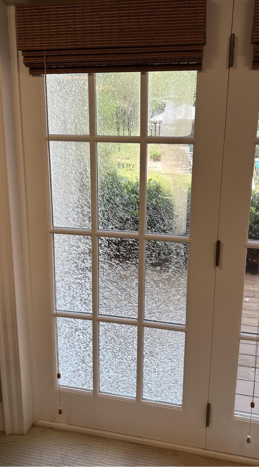 Shattered glass in your door? Let us help! (Before Picture)