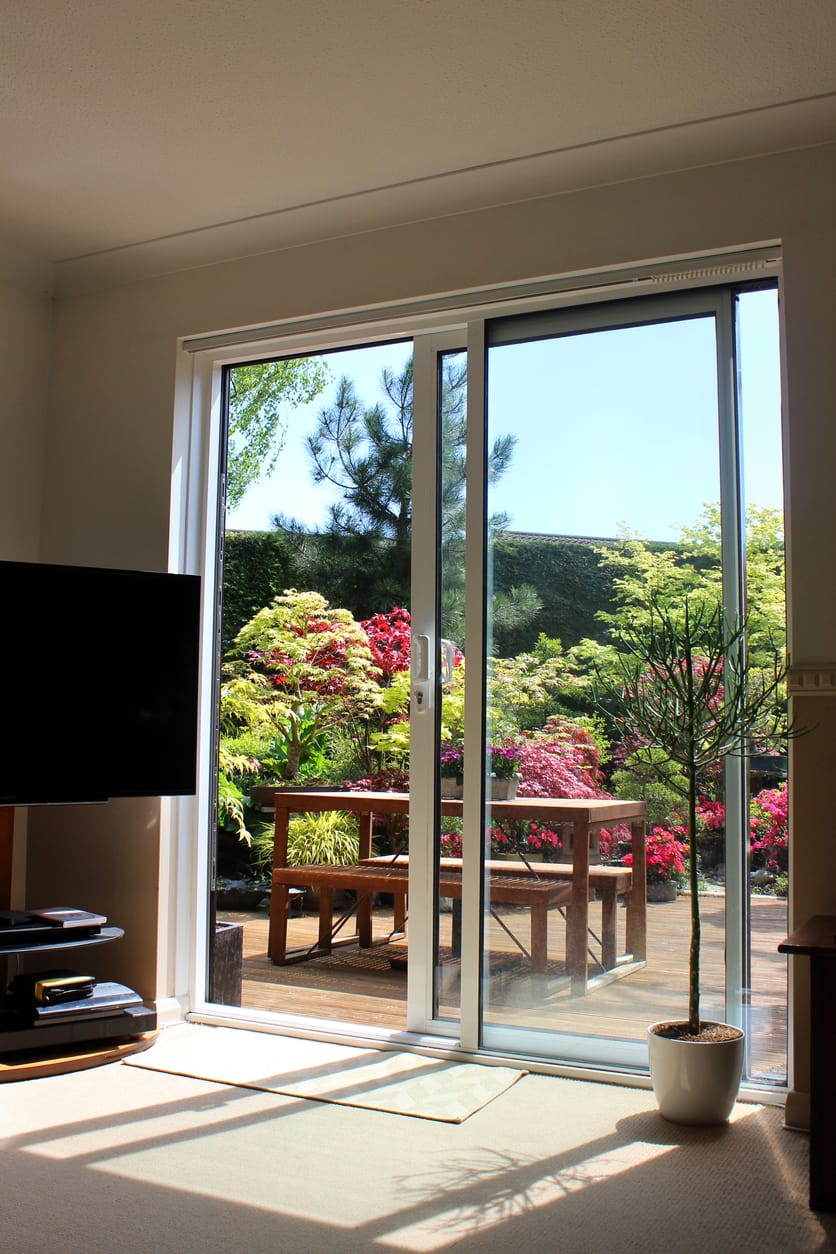 Sliding glass outlet patio doors