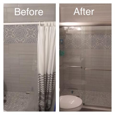 Before After of glass shower doors