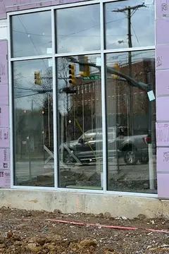 A commercial glass window with six panels in a metal frame installed by Glass Doctor of Nashville.
