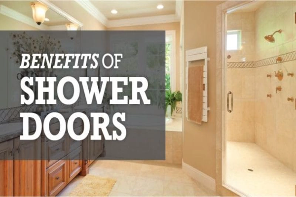 A stylish bathroom featuring a glass shower door.