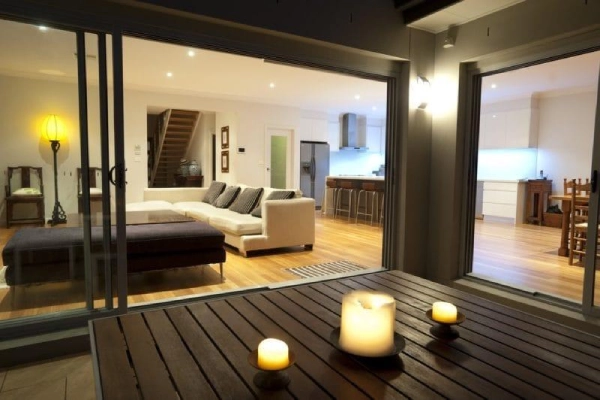 Glass Doctor image of patio sliding glass doors.