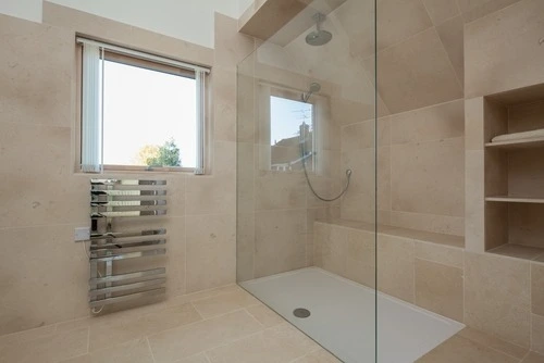 Modern floor-to-ceiling glass shower