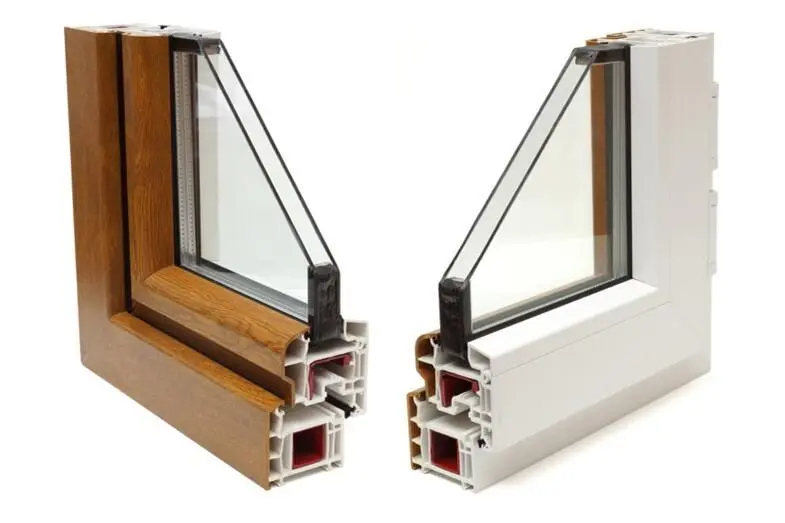 Cross cut double pane windows showing structure