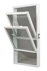 an open white double hung window
