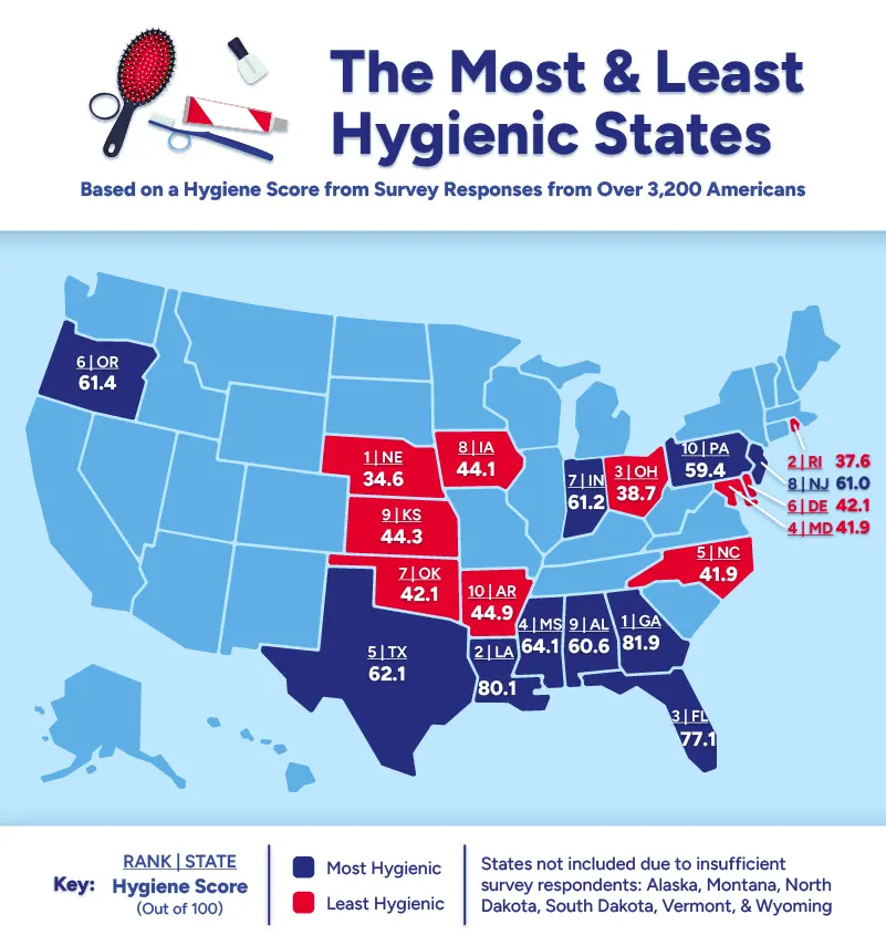 Introductory image for a blog about hygiene tendencies across the U.S.