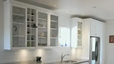 Kitchen cabinets with glass doors