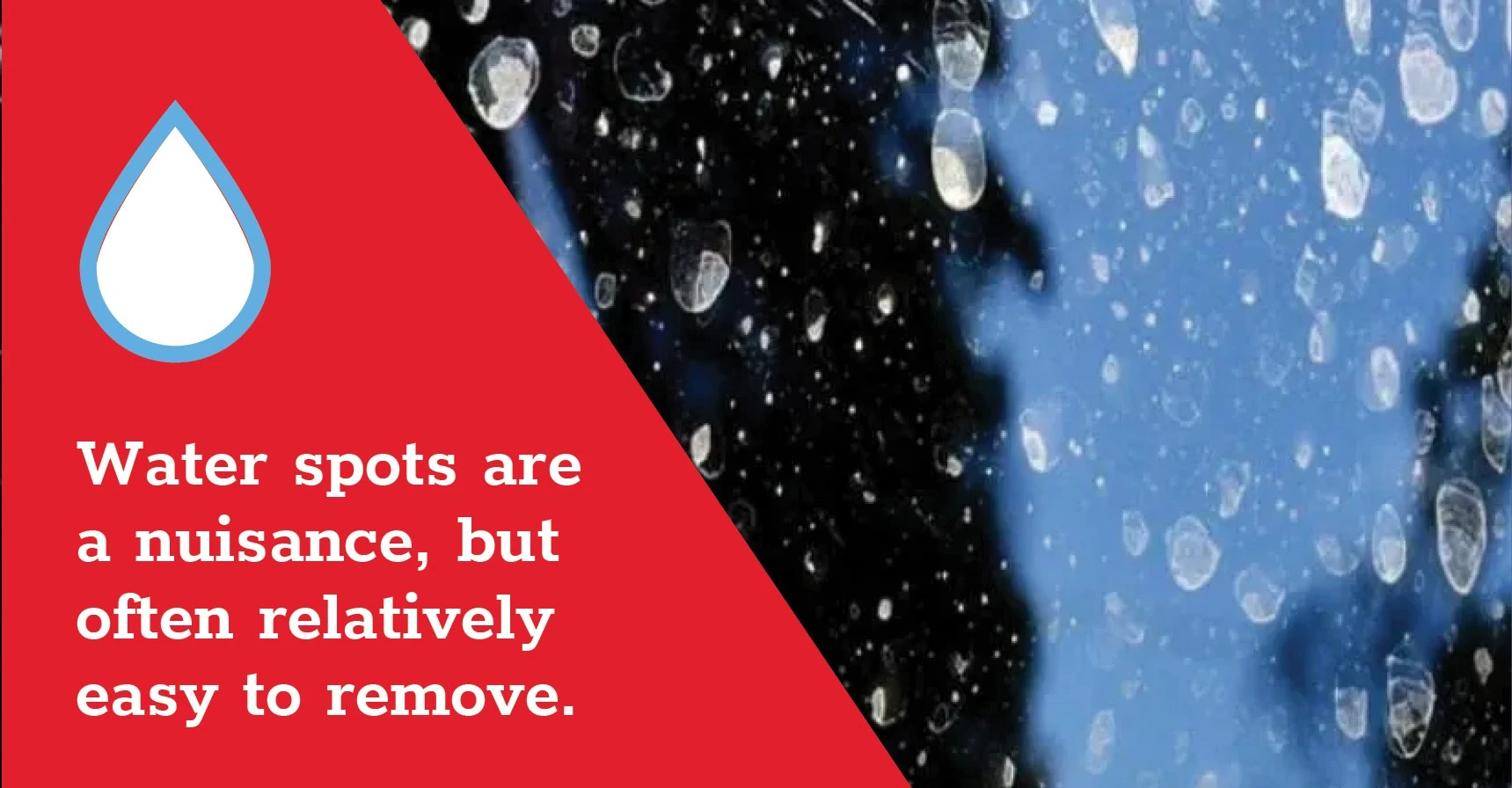 Water spot graphic with text, Water spots are a nuisance, but often relatively easy to remove.